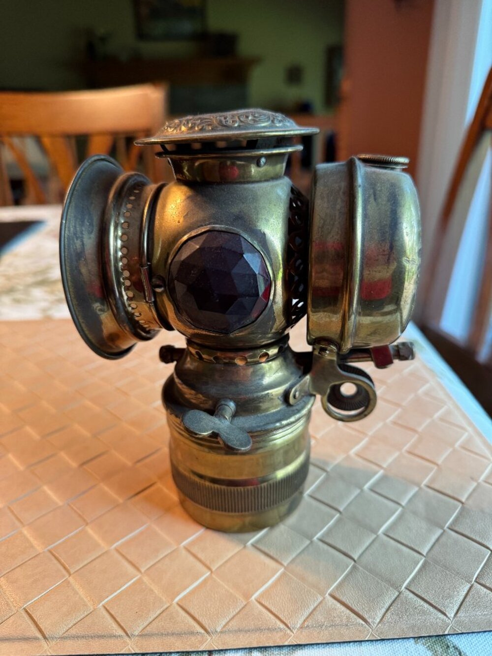 Antique 1899 Solar Badger Bass Co Motorcycle Brass Bicycle Light Lamp
